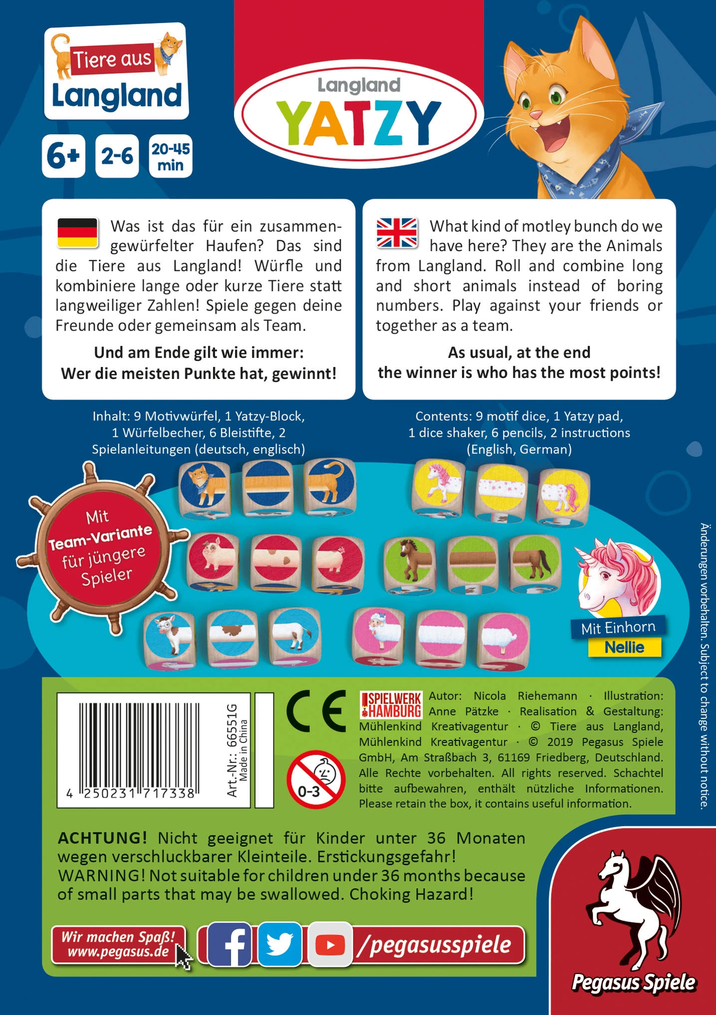 Langland Yatzy Würfel Ohne Zahlen Würfelspiel Tiermotive Ab 6 Jahren Pegasus 4 Langland Yatzy Würfel Ohne Zahlen Würfelspiel Tiermotive Ab 6 Jahren Pegasus – Bild 2