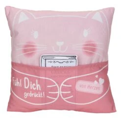 Hergo Sofahelden Kissen Mit Taschen 43x43cm - Kids Umarmung Katze 8955