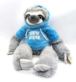 Faultier Plüsch Mit Buntem Hoodie Ca. 25cm / 40cm - Blau "Serial Chiller"