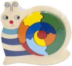 Wooden Puzzle Holzpuzzle Schnecke 12 Teile Steckpuzzle 18m+